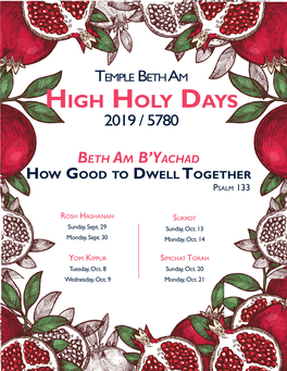 High Holy Days 2019 / 5780