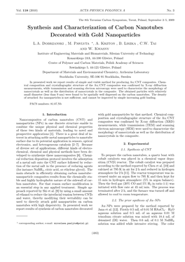 Synthesis and Characterization of Carbon Nanotubes Decorated with Gold Nanoparticles