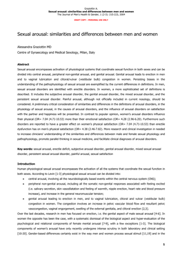 Sexual Arousal: Similarities and Differences Between Men and Women the Journal of Men’S Health & Gender, 1 (2-3): 215-223, 2004