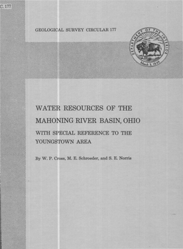Water Resources of the Mahoning River Basin, Ohio