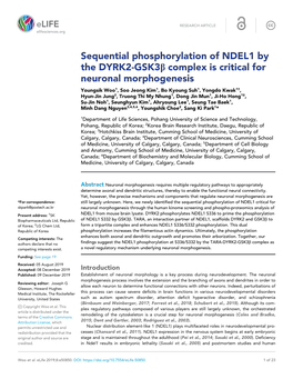 Sequential Phosphorylation of NDEL1 by the DYRK2-Gsk3b Complex Is