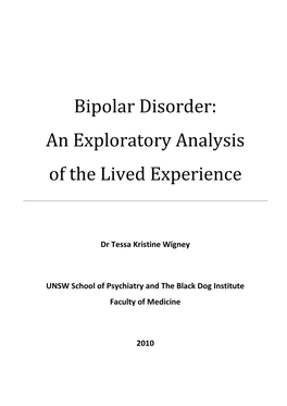 Bipolar Disorder: an Exploratory Analysis of the Lived Experience