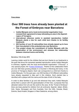 Over 500 Trees Have Already Been Planted at the Forest of Embryos Near Barcelona