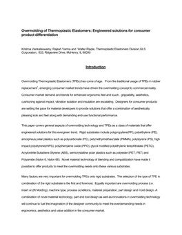 Overmolding of Thermoplastic Elastomers: Engineered Solutions for Consumer Product Differentiation