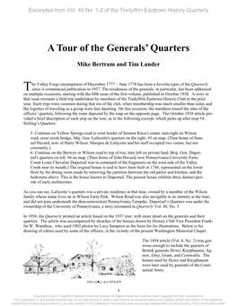 A Tour of the Generals' Quarters