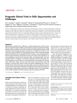 Pragmatic Clinical Trials in CKD: Opportunities and Challenges