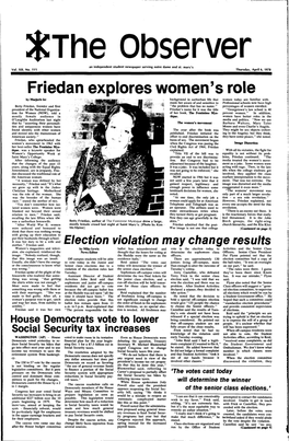 Friedan Explores Women's Role by Marjorie Irr Background in Surburban Life That Women Today Are Familiar With