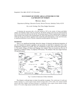 Succession of Steppe Areas After Fire in the Gap Region of Turkey