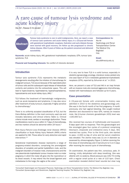 A Rare Cause of Tumour Lysis Syndrome and Acute Kidney Injury Ala Ali1, Rawaa D Al-Janabi2