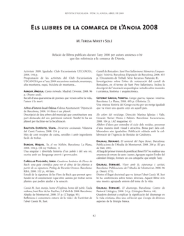 Els Llibres De La Comarca De L'anoia 2008