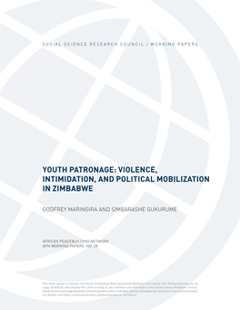 Youth Patronage: Violence, Intimidation, and Political Mobilization in Zimbabwe