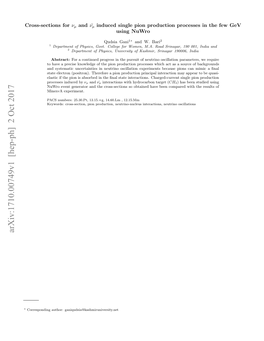 Cross-Sections for $\Nu {\Mu} $ and $\Bar {\Nu {\Mu}} $ Induced Single