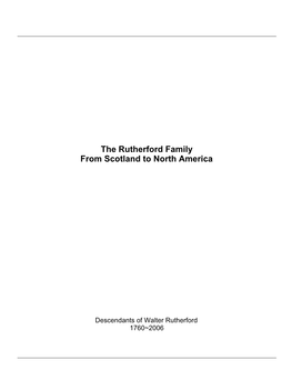 The Rutherford Family from Scotland to North America