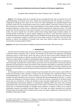 Investigating the Mechanical and Structural Properties of the Superior Sagittal Sinus