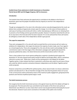 Scottish Green Party Submission to Smith Commission on Devolution Patrick Harvie MSP and Cllr Maggie Chapman, SGP Co-Convenors