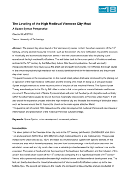 The Leveling of the High Medieval Viennese City Moat a Space Syntax Perspective