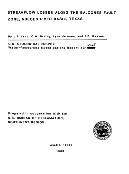 Streamflow Losses Along the Balcones Fault Zone, Nueces River Basin, Texas