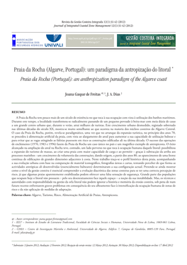 Praia Da Rocha (Algarve, Portugal): Um Paradigma Da Antropização Do Litoral * Praia Da Rocha (Portugal): an Anthropization Paradigm of the Algarve Coast
