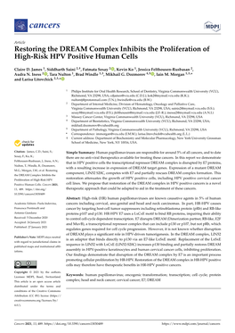 Restoring the DREAM Complex Inhibits the Proliferation of High-Risk HPV Positive Human Cells