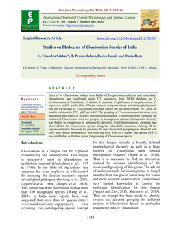 Studies on Phylogeny of Chaetomium Species of India