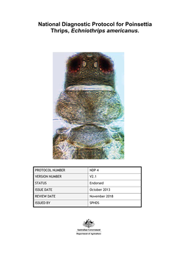 National Diagnostic Protocol for Poinsettia Thrips, Echniothrips Americanus