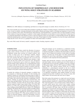 Influences of Morphology and Behavior on Wing-Molt Strategies in Seabirds