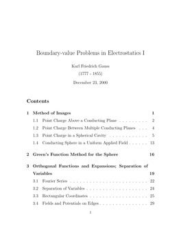 Boundary-Value Problems in Electrostatics I