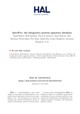 Interpro: the Integrative Protein Signature Database