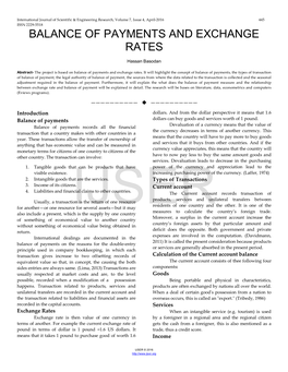 Balance of Payments and Exchange Rates