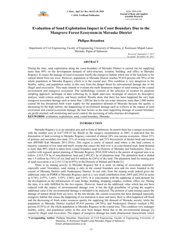 Evaluation of Sand Exploitation Impact in Coast Boundary Due to the Mangrove Forest Ecosystem in Merauke District