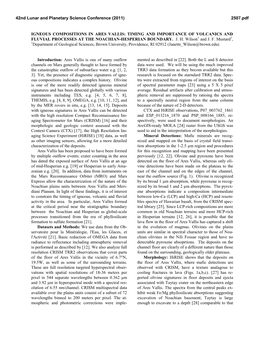 Igneous Compositions in Ares Vallis: Timing and Importance of Volcanics and Fluvial Processes at the Noachian-Hesperian Boundary