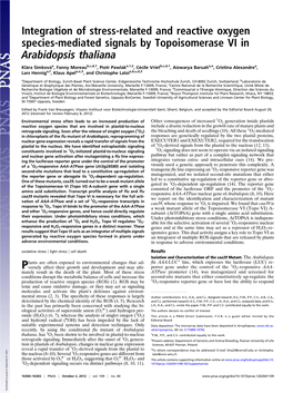 Integration of Stress-Related and Reactive Oxygen Species-Mediated Signals by Topoisomerase VI in Arabidopsis Thaliana