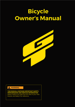 Bicycle Owner's Manual