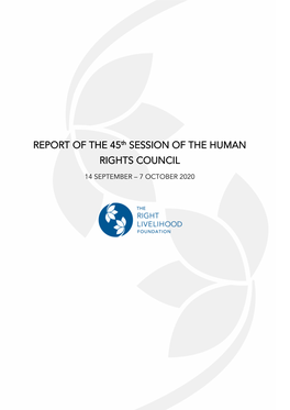 REPORT of the 45Th SESSION of the HUMAN RIGHTS COUNCIL