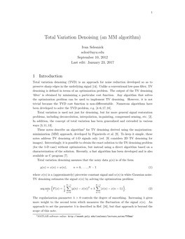 Total Variation Denoising (An MM Algorithm)