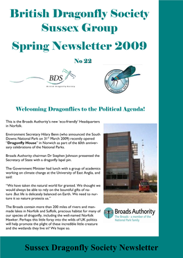 British Dragonfly Society Sussex Group Spring Newsletter 2009