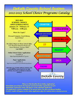 Dekalb County School System 20122012----20132013 School Choice Programs Catalog