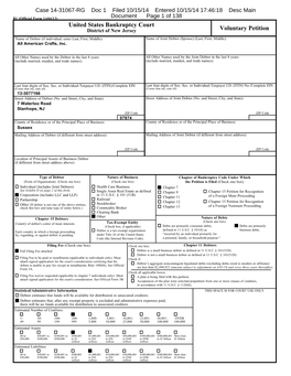 United States Bankruptcy Court Voluntary Petition