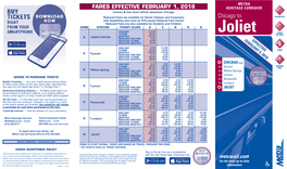 HERITAGE CORRIDOR a  Column Lists Fares To/From Downtown Chicago