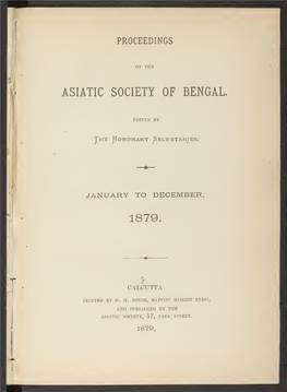 Proceedings of the Asiatic Society of Bengal