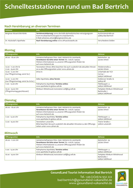 Schnellteststationen Rund Um Bad Bertrich