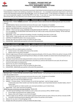 Recovery Position Practical Assessment 2A