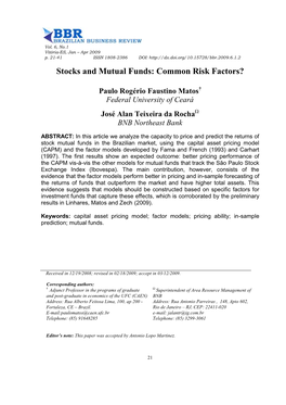 Stocks and Mutual Funds: Common Risk Factors?