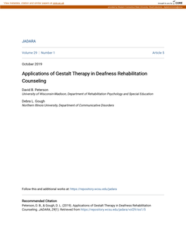 Applications of Gestalt Therapy in Deafness Rehabilitation Counseling