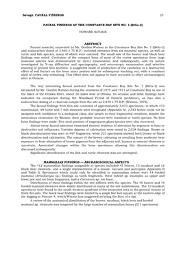 FAUNAL FINDINGS at the CONSTANCE BAY SITE NO. 1 (Biga-2)