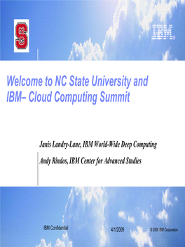 NC State & IBM Cloud Computing Seminar Presentations