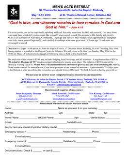 God Is Love, and Whoever Remains in Love Remains in God and God in Him.” ~ John 4:16 We Invite You to Join Us for a Spiritually Uplifting Weekend