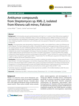 Antitumor Compounds from Streptomyces Sp. KML-2, Isolated