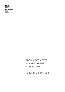 Recueil Des Actes Administratifs N°25-2021-050