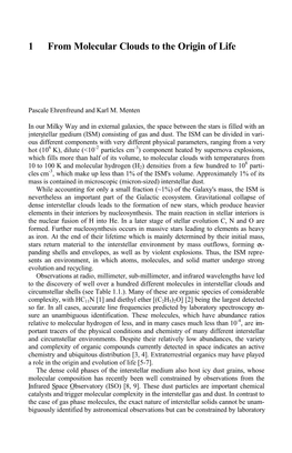 1 from Molecular Clouds to the Origin of Life